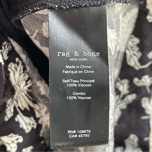 Rag + Bone Black White Floral Surplus Romper Size 4 Short Sleeve viscose pockets - Picture 13 of 16